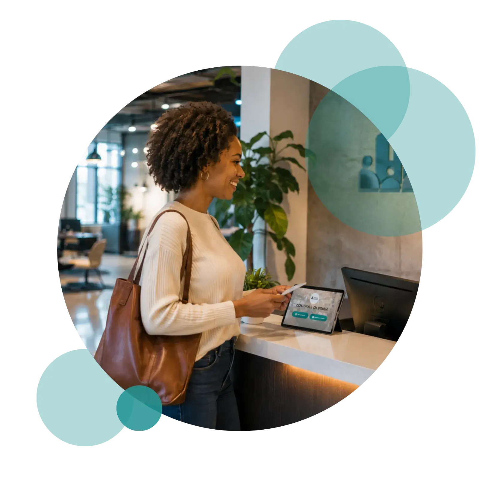 Visitor front desk tablet check in